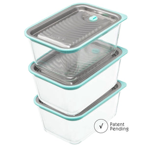 LUVELE VACUUM FOOD STORAGE CONTAINER SET | THREE PIECE SET 1.3L Plastic free