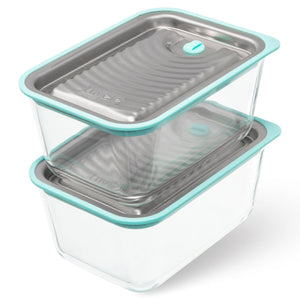 LUVELE VACUUM FOOD STORAGE CONTAINER SET | THREE PIECE SET 1.3L Plastic free