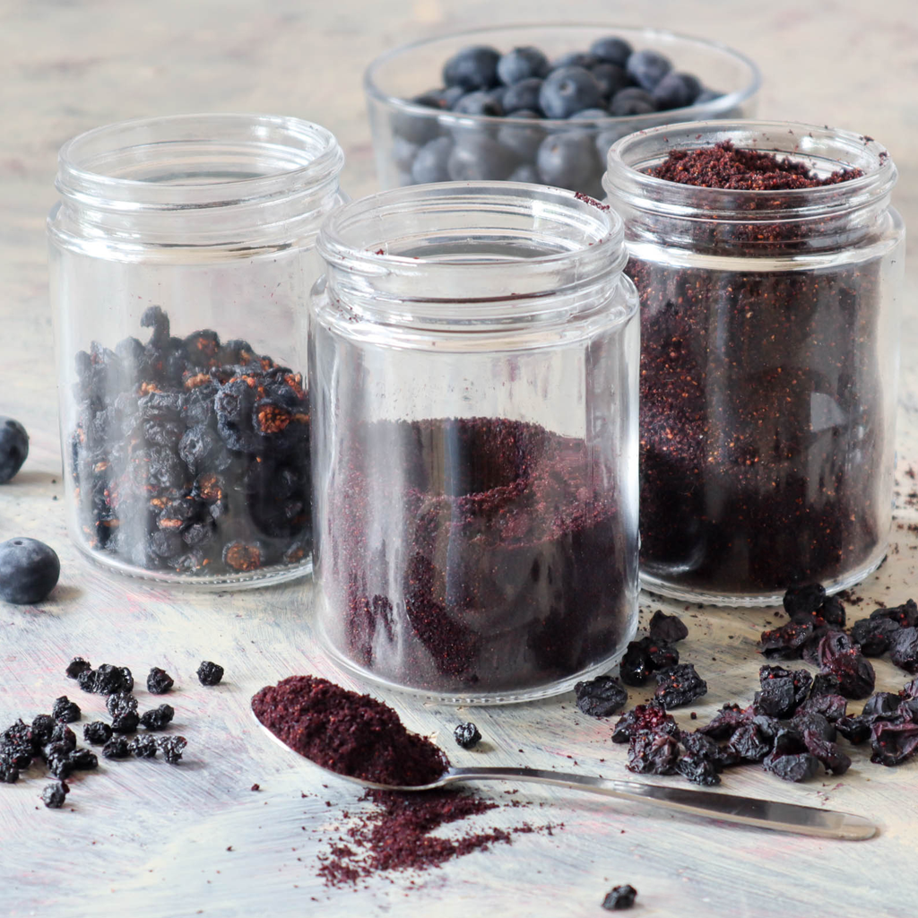 Dehydrate blueberries and make blueberry powder