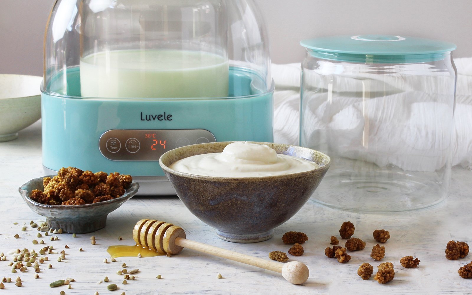 Luvele 2 Litre | (2.1qt.) Glass Yogurt Container | Compatible with Pure  Plus Yogurt Maker