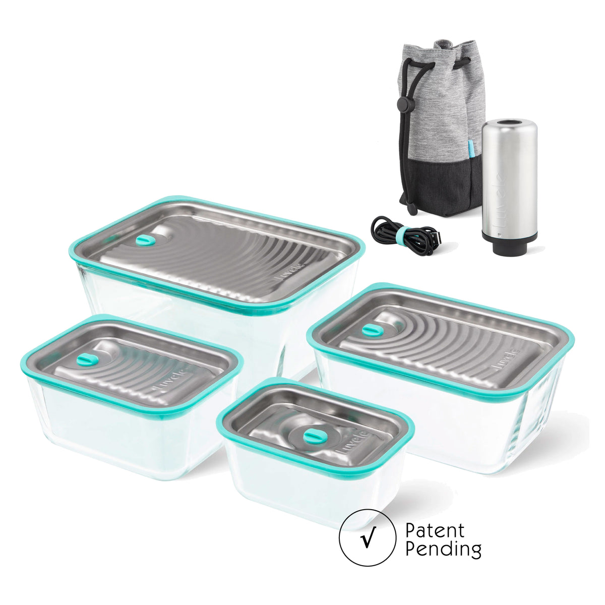 LUVELE FRESH VACUUM CONTAINER | FOUR PIECE SET WITH HAND PUMP