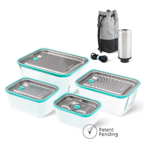 LUVELE FRESH VACUUM CONTAINER | FOUR PIECE SET WITH HAND PUMP