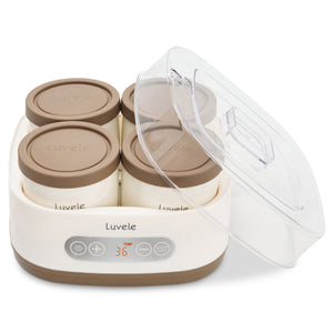Luvele yogurt maker with four containers on a white background