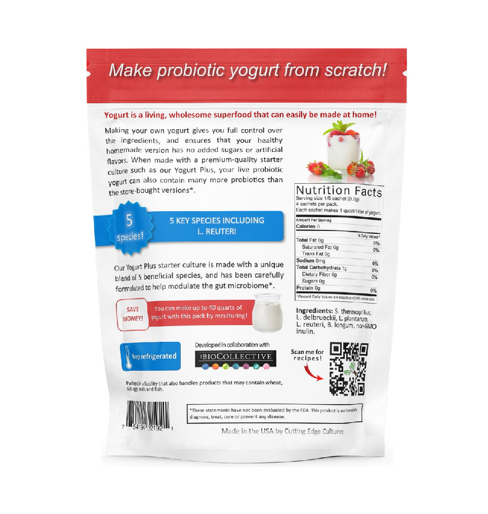 Yogurt PLUS Starter Culture - Dairy Free &amp; Vegan Yogurt Starter