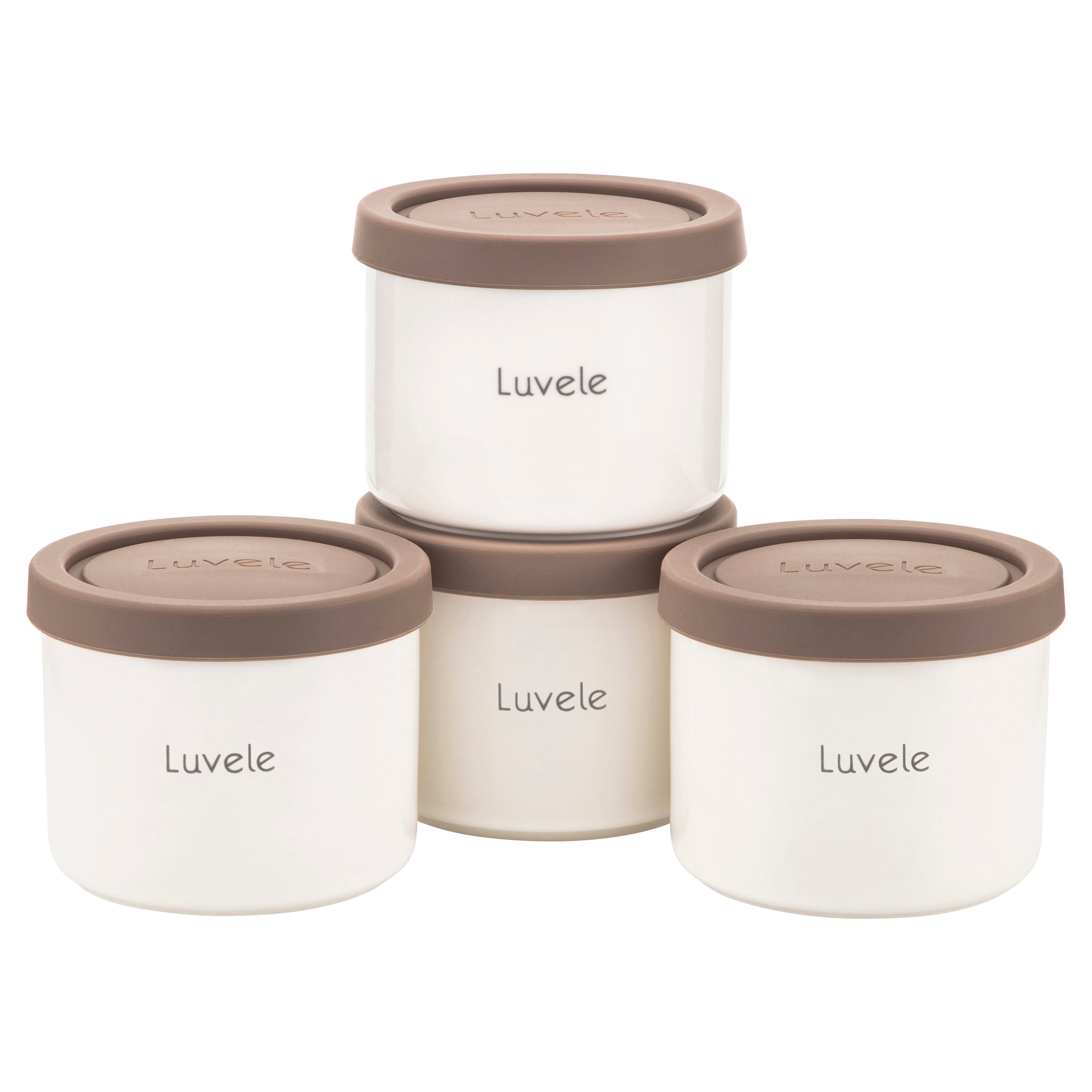 Luvele 4 x 400ml, (4 x 13.5oz.) ceramic yogurt jars