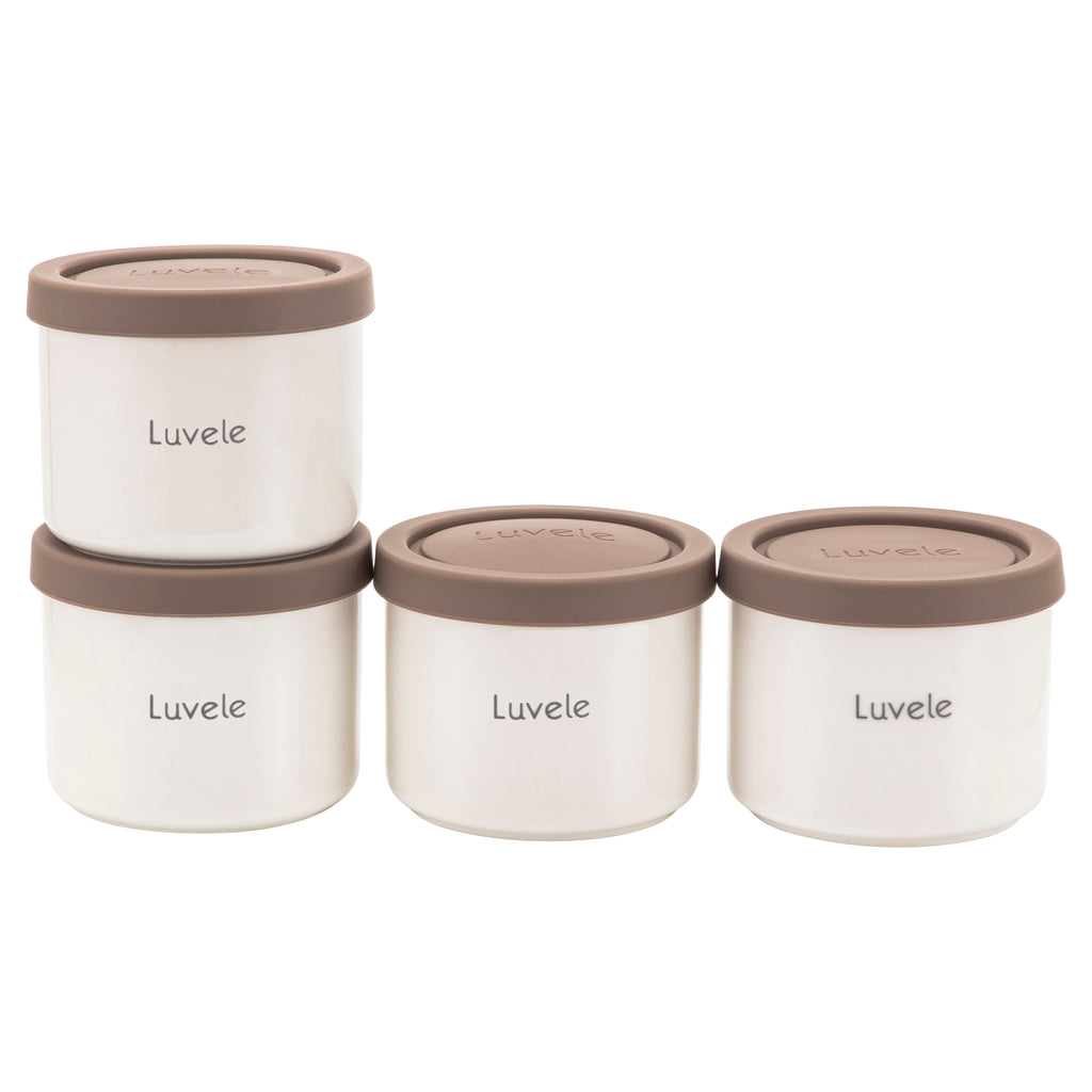 Luvele 4 x 400ml | (4 x 13.5oz.) ceramic yogurt jars | Compatible