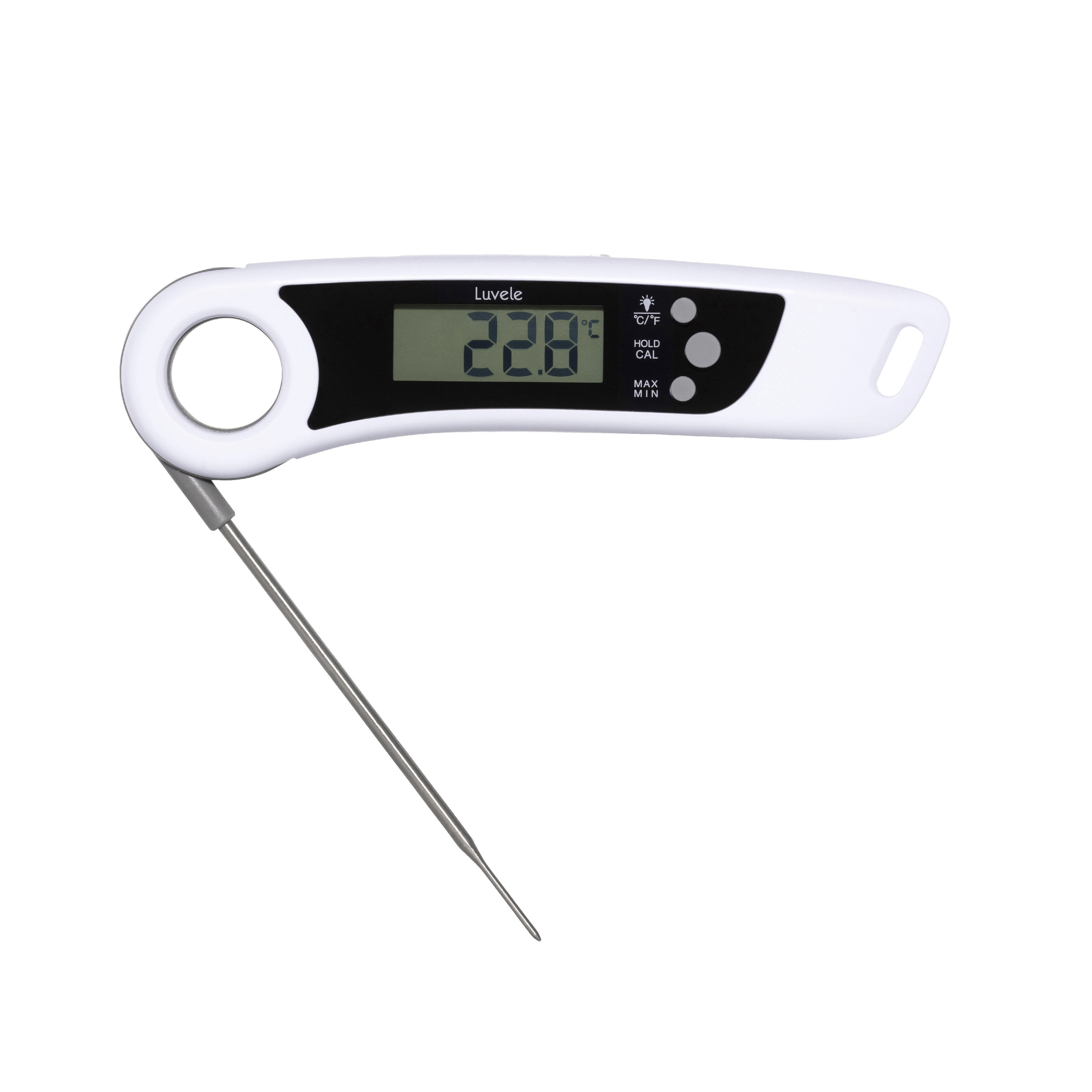 Digital Water Thermometer for Liquid, Candle, Instant Read with Waterproof for Food, Meat, Milk, Long Probe, White
