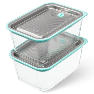 Luvele Vacuum Seal Containers Glass Meal Prep Container Set 1.3L
